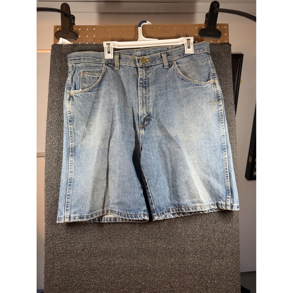 Wrangler Rugged Wear Denim Shorts Mens 34 Blue Light Wash Outdoor Jean Shorts